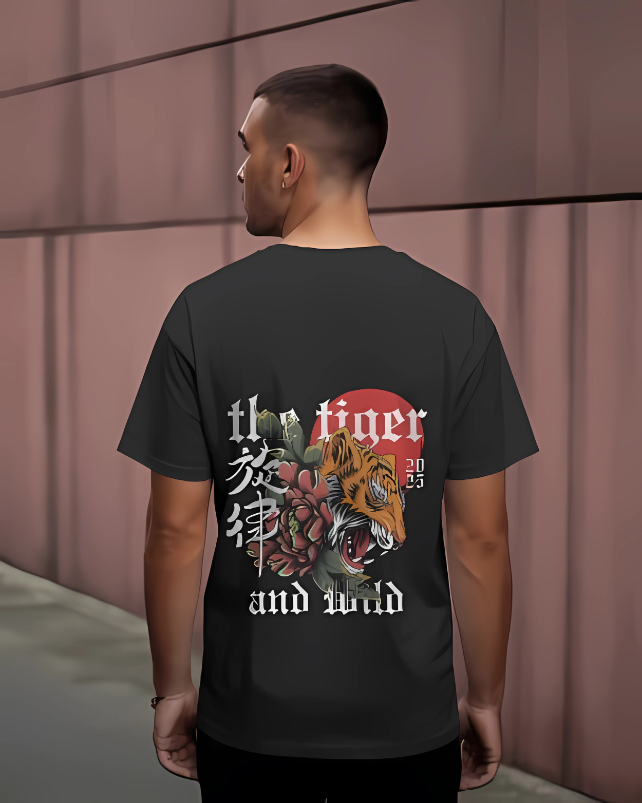 Oversized Tiger Printed Classic T-Shirt